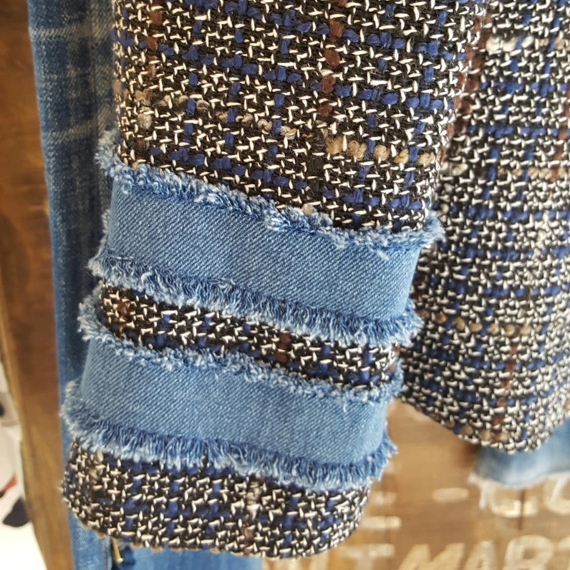 TWOTWINSTYLE клетчатый лоскутный блейзер с кисточками для женщин Зубчатый