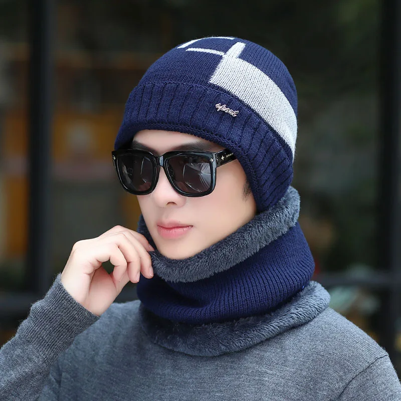 3 Йо-Янг 2 шт. зимние шапки Skullies Beanies шапка для мужчин и женщин шерстяной шарф шапки Балаклава маска Gorras капот вязаная шапка - Цвет: 3