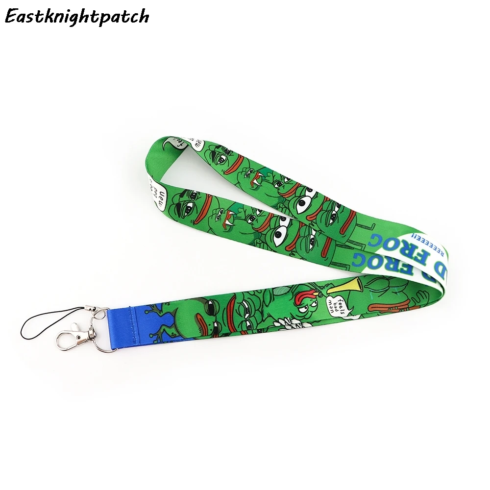 E3236 шнурок для телефона с мультяшным грустным лягушкой для ключей, ремешок для телефона, ремешок на шею, брелоки, шнурки для ID, держатель для Бейджа