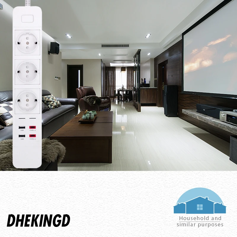 Удлинитель питания с европейской розеткой 3 розетки переменного тока 2usb 5 В 1 8 А