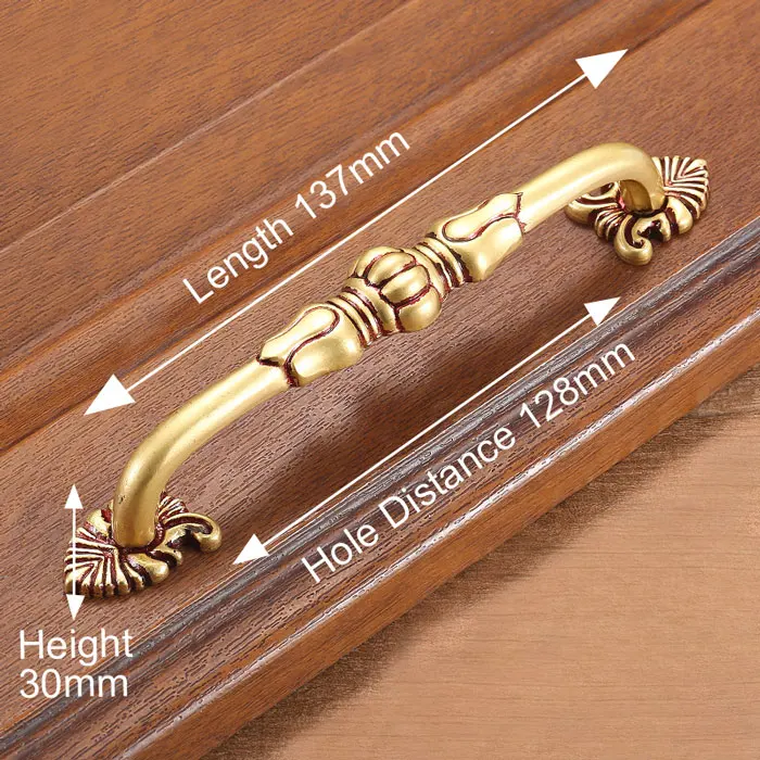 Handle-T1009-128 KAK медные латунные ручки шкафа для двери кухонного шкафа ручки для выдвижных ящиков Европейское винтажное Золотое оборудование для обработки мебели - Цвет: Handle-T1009-128