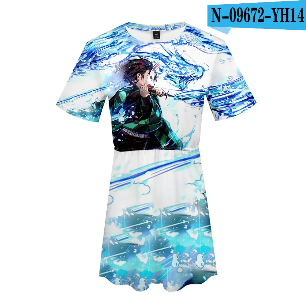 

Anime Fashion Demon Slayer Printing Casual Women's Dress Summer Dress