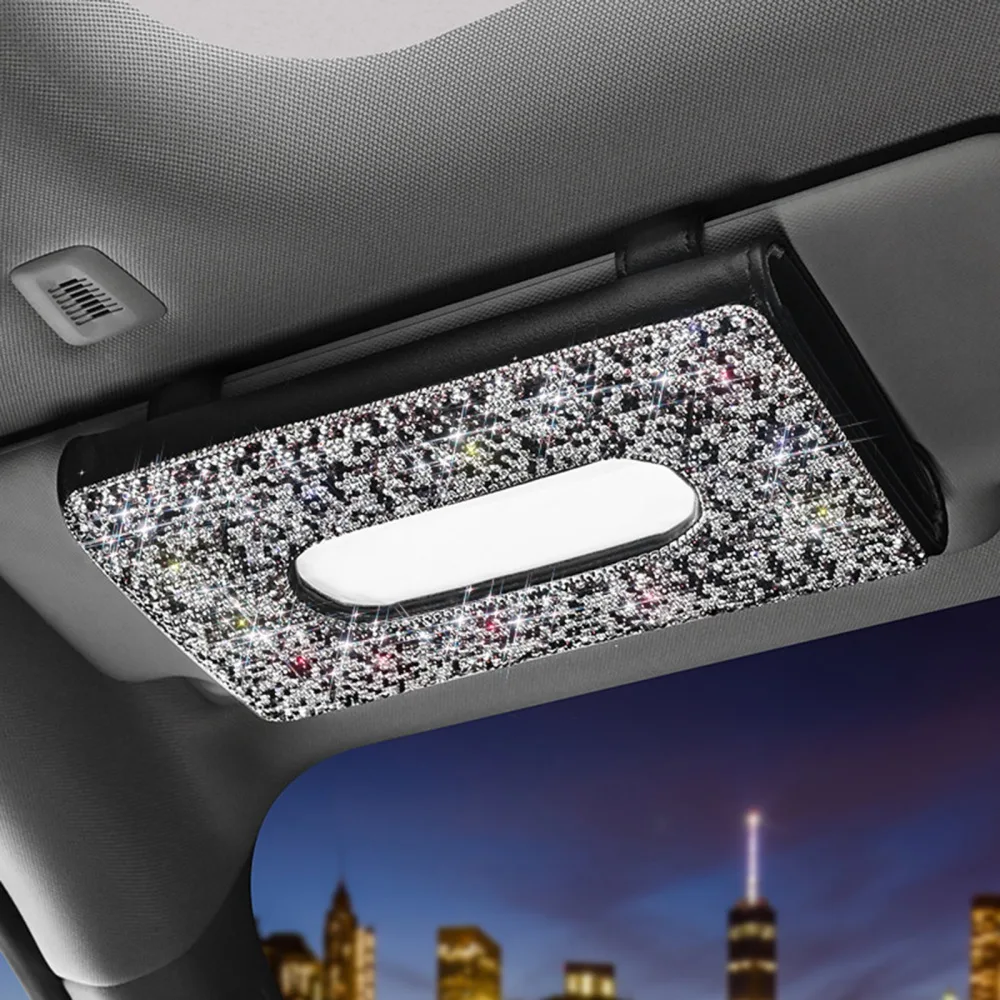 

1 Pcs Crystal Car Tissue Box Towel Sets Car Sun Visor Tissue Box Holder Auto Interior Storage Decoration Car Accessories