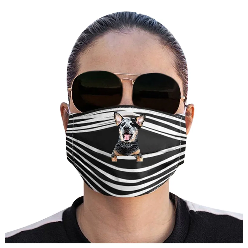 

3PCS Cute Dog Pattern Face Mask Dustproof Windproof Anti-spitting Protective Washable Two Lays Face Masks Washable And Reusable