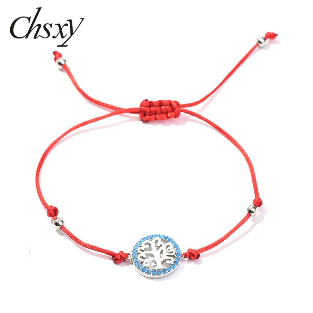 Браслеты CHSXY с цирконом для мужчин и женщин кольца синим деревом жизни