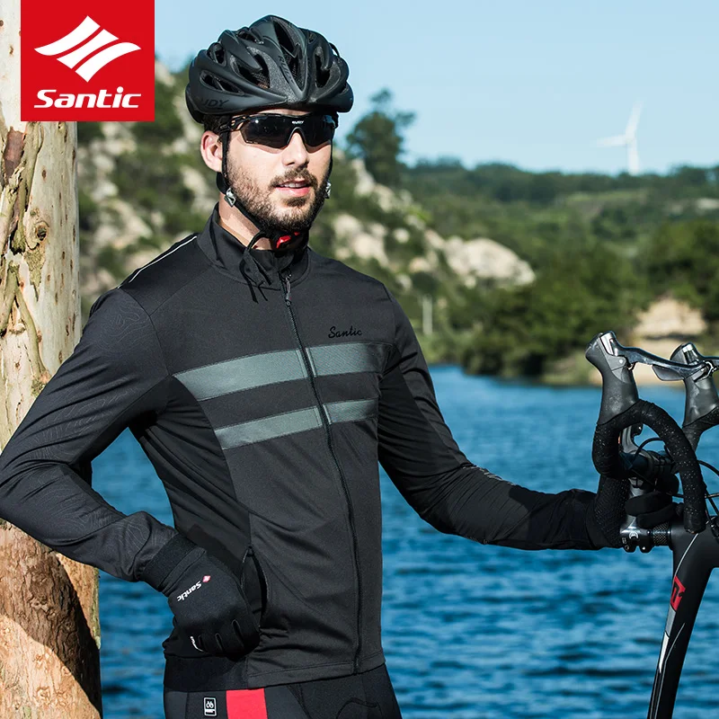 2019 Мужская велосипедная Джерси Santic с длинным рукавом дышащие быстросохнущие