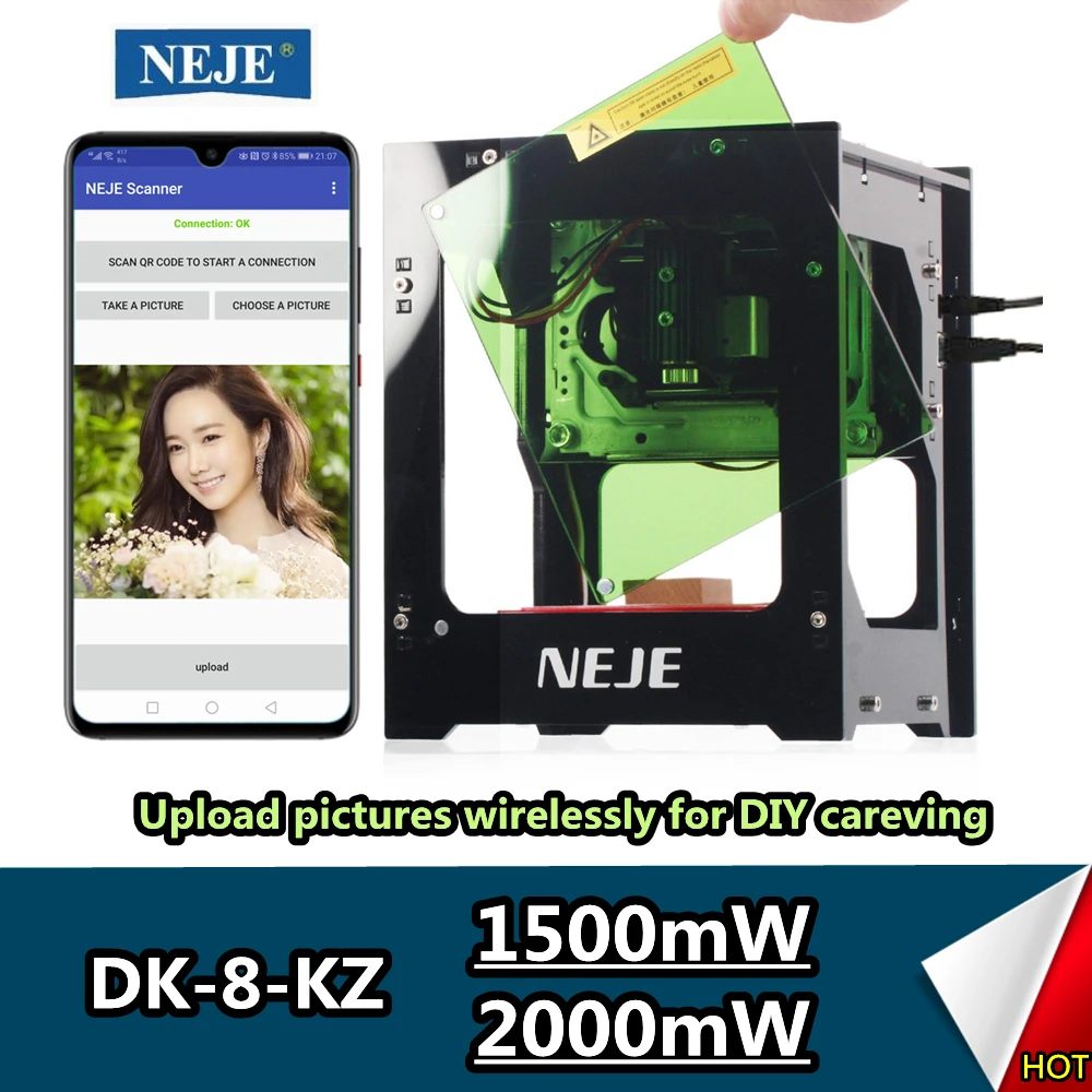 

NEJE DK-8-KZ 1500mW/2000mW Laser Engraver Cutting Machine 405nm Ai Mini Desktop High Speed Laser Printer Router for Wood Mark