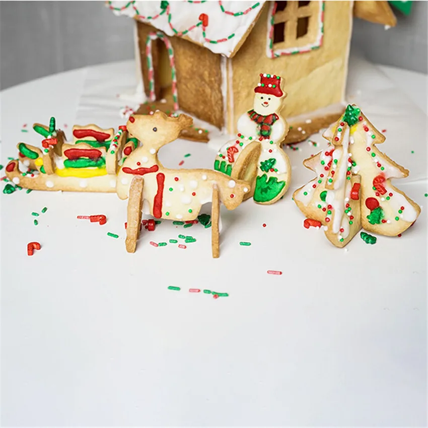 

8pcs/set Stainless Steel 3D Cookie Cutter Moulds Kit Kitchen DIY Christmas Tree Snowman Biscuit Dessert Mold Baking Tools