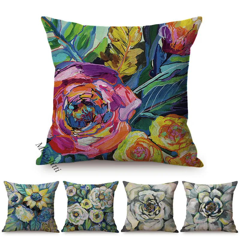 

Цветы знаменитая картина маслом Искусство шикарное украшение дома пледы подушки Чехол пион роза для дивана, стула в саду наволочка идеальный подарок