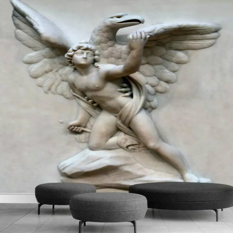 Photo Wallpapers for Home Improvement Living Room Background 3D Three-dimensional Embossed Sexy Flying Angel Mural Wall Paper |