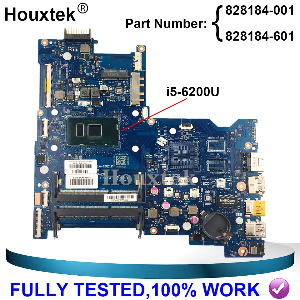

Материнская плата для ноутбука HP 15-AC 15T-AC100, материнская плата 828184-001 828184-601 ASL50 LA-C921P DDR3 W/ i5-6200U CPU