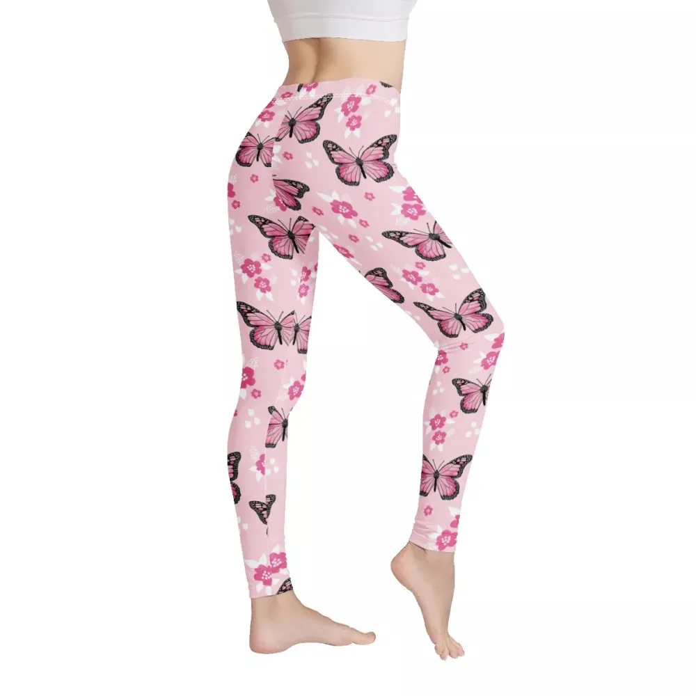 

Женские леггинсы для фитнеса, с завышенной талией, эластичные, с бабочками