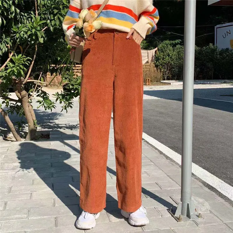 Alien Kitty прямые однотонные вельветовые для отдыха и офиса женские 2020 стильные