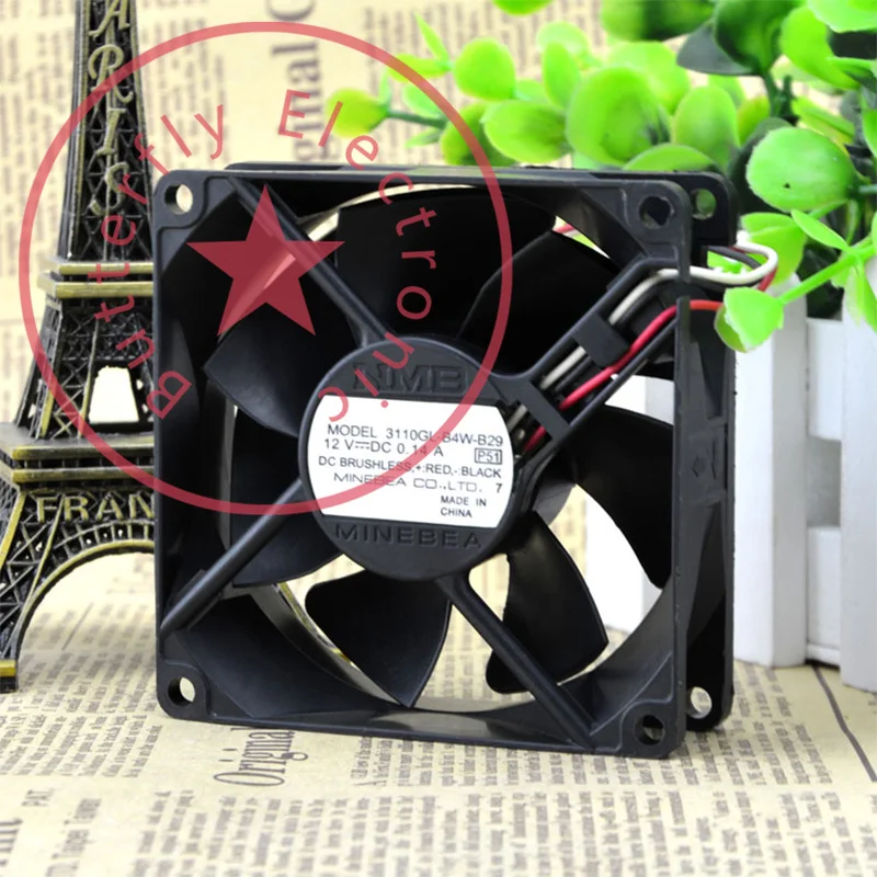 

Новый 3110GL-B4W-B29 12 В 0.14A 3-проводной кулер охлаждения 80*80*25 мм 8 см 8025