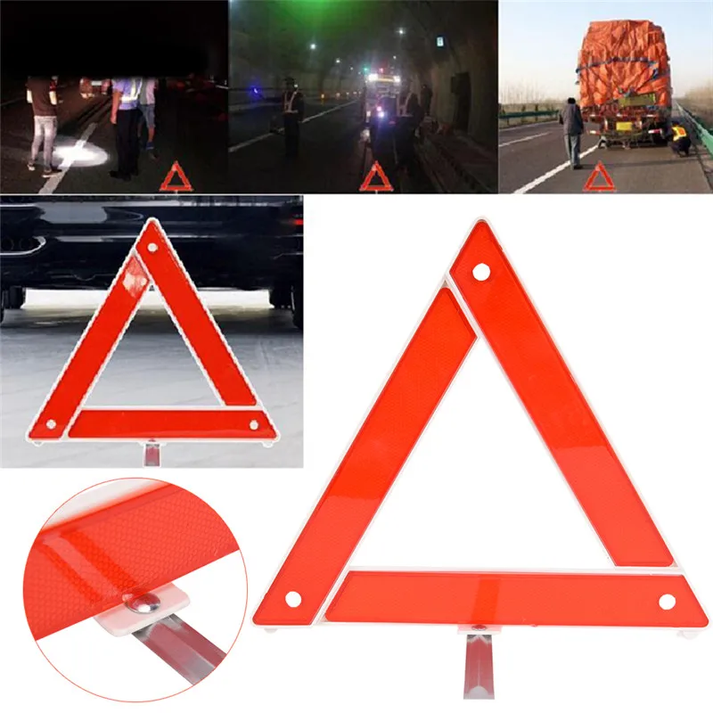 

1Pc New Car Emergency Breakdown Warning Triangle Red Reflective Safety Hazard Car Tripod Folded Stop Sign Reflector