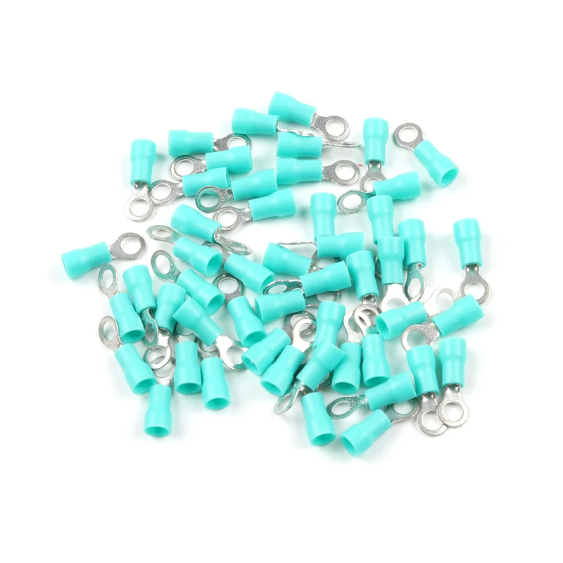 

100PCS/pack RV1.25-3.2/4/5/6/8/10/12 Ring Insulated Wire Connector Electrical Crimp Terminal Cable Wire Connector AWG 22-16
