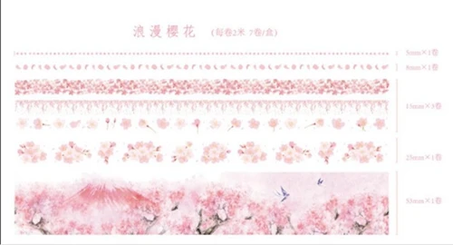 Romantic Sakura 7 шт./лот милый бумажный винтажный набор декоративного скотча Васи скрапбук рукоделие изоляционная лента канцелярские принадлежности Kawaii принадлежности для скрапбукинга этикетка наклейка - Цвет: Romantic Sakura
