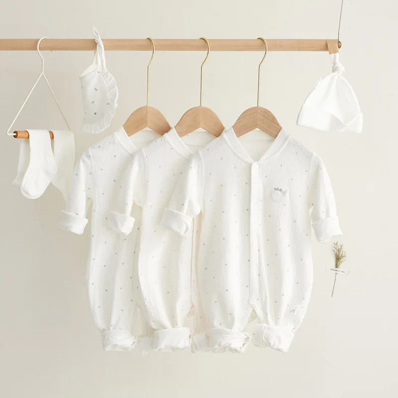 

Newborn Baby Jumpsuits and Rompers Infant Girl Baby Bodysuits Soft Cotton White Toddler Overalls for Kids 0-18 Months