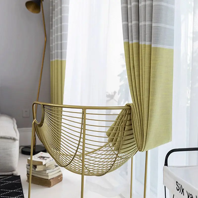 Простая желто серая льняная занавеска плотные шторы для спальни скандинавские