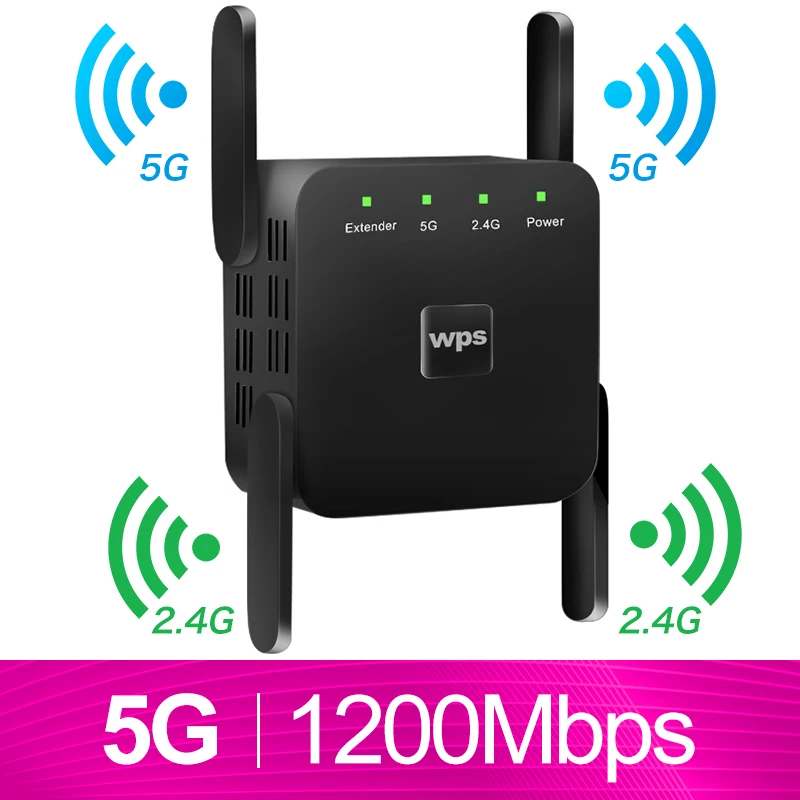 5G Black WiFi ретранслятор WiFi удлинитель 2,4G 5G беспроводной WiFi усилитель Wi Fi усилитель 5 ГГц Wi Fi сигнал ретранслятор Wi-Fi точка доступа - Цвет: 5G Black