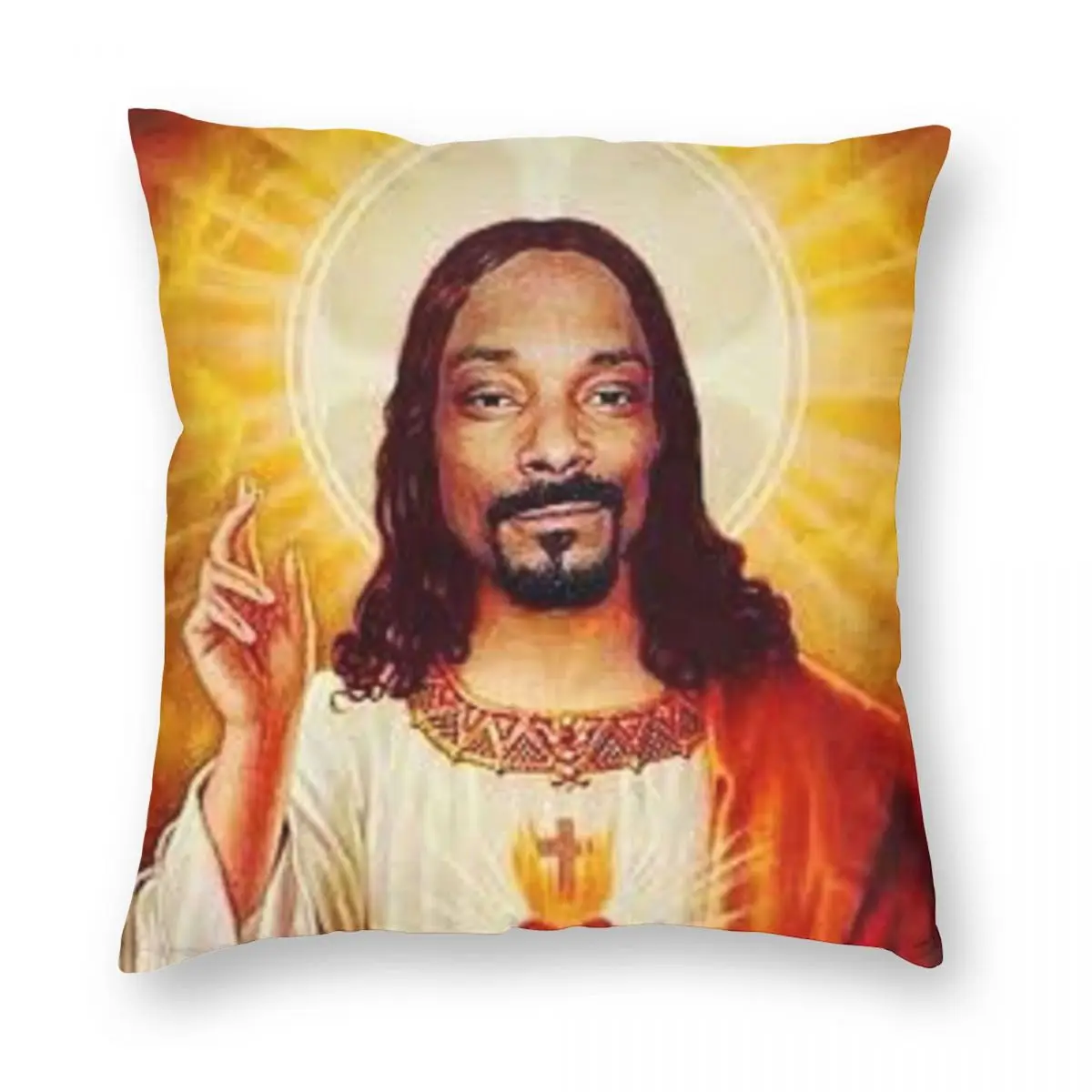 Snoop Dogg-funda de almohada cuadrada Goes Jesus, funda de almohada decorativa con cremallera de poliéster y lino, terciopelo impreso, 18