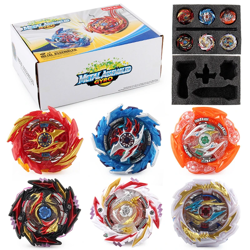 

6pcs Bayblade BurstMetal Spinning Top Booster Gyroscope Toy Set With 2pcs Launchers Combination Fighting Toys New In Box