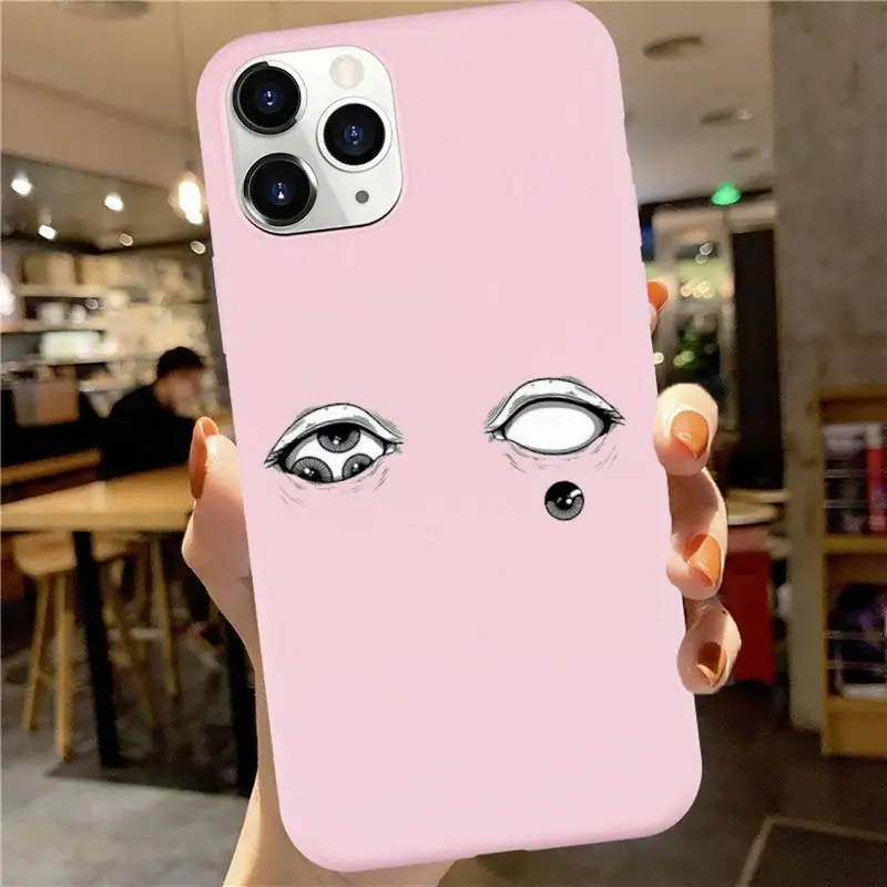 

Junji Ito Collection Tees Horror Phone Case Candy Color for iPhone 6 7 8 11 12 s mini pro X XS XR MAX Plus