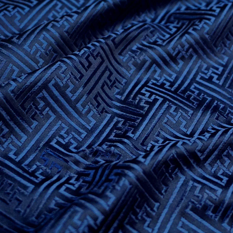 Tela de Damasco jacquard, tejido azul profundo, para abrigo, cortina, mantel, sofá, cojín, tapicería, patchwork, bricolaje