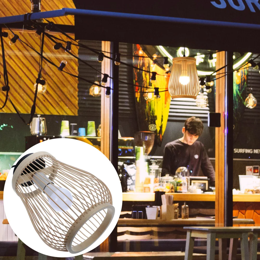 

Natural Bamboo Hanging Light Chinese Style Rattan Woven Ceiling Lamp for Home