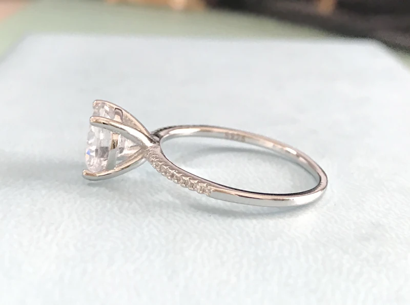 Классическое роскошное Настоящее твердое 925 пробы Серебряное кольцо 3Ct 10 сердца, стрелы, циркония, обручальные ювелирные кольца для женщин