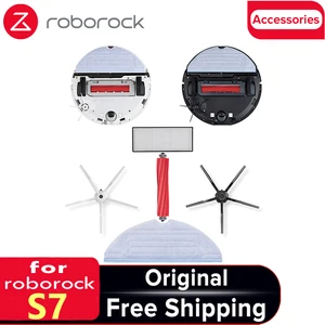 For Original Roborock S7 S7Plus Accessorie Mop/Drag White/Black Side Brush Main Brush/Roll Brush Filter Water Tank Pallet Parts