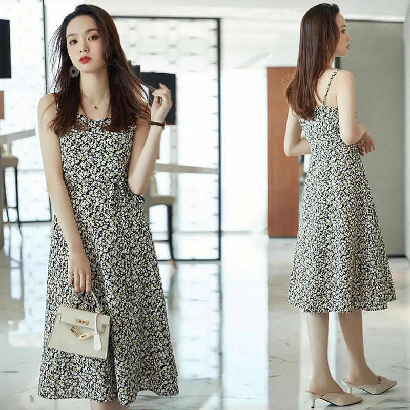 

Женское платье-комбинация во французском стиле, весна-лето 2021, новые стильные кофейные перерывы будут предоставлены Platycodon Grand florum высокого ...