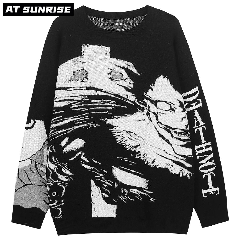 

Мужской свитер в стиле хип-хоп, винтажный трикотажный свитер в стиле ретро и японского аниме «Death Note», Осенний хлопковый пуловер