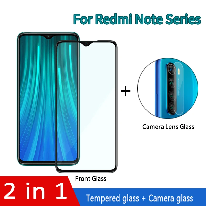 2 в 1 стекло для объектива камеры + экрана Xiaomi Redmi Note 6 7 8 Pro камера полное покрытие