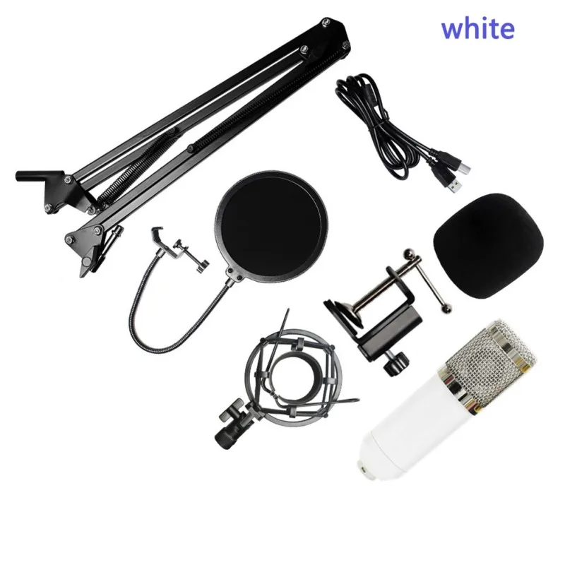 

New Upgraded USB Computer Microphone Kit With Ring Light Adjustable Scissor Arm Stand Shock Mount For Youtube Studio Recording