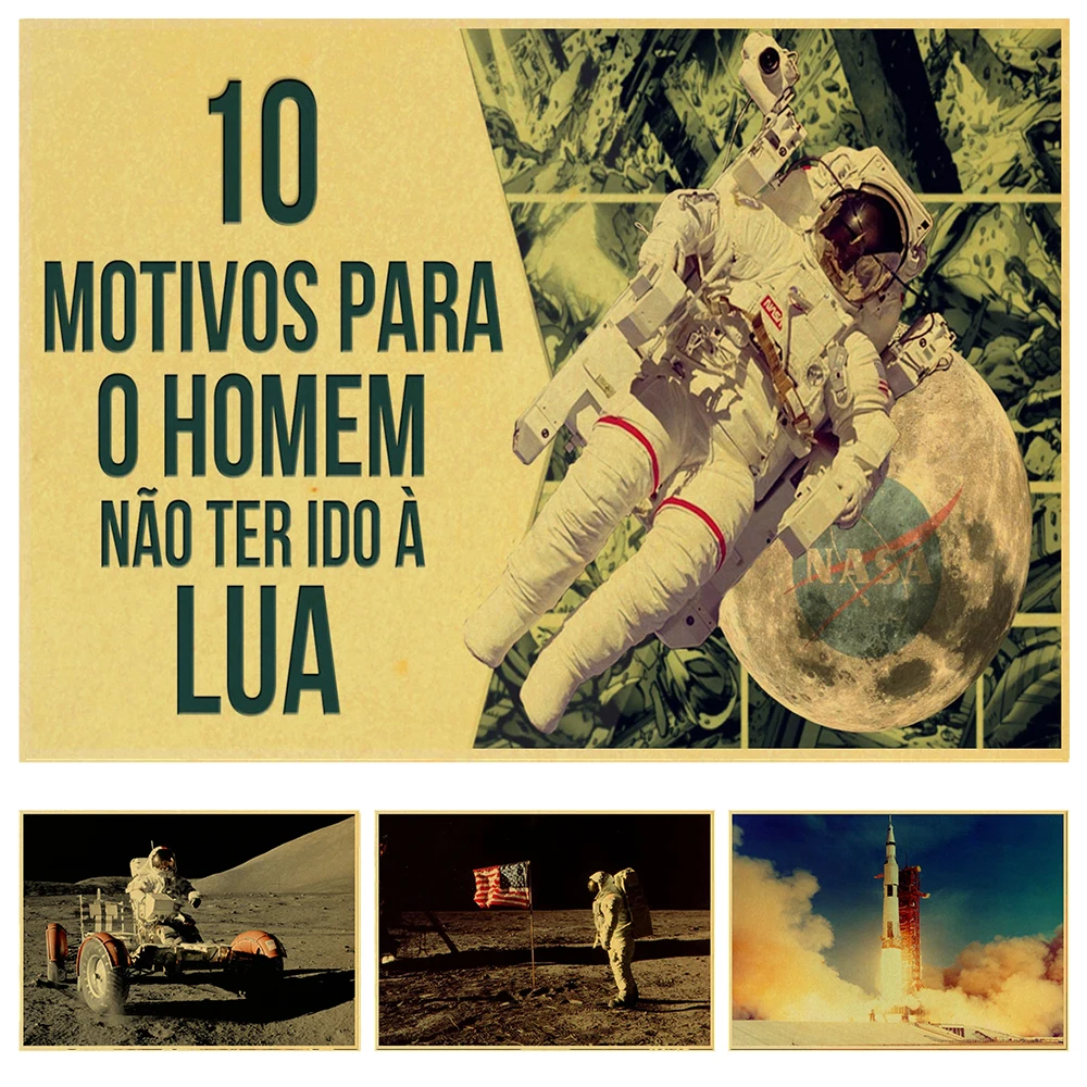 Аполлона 11 посадка на Луну в винтажном стиле ретро плакат крафт бумага дома