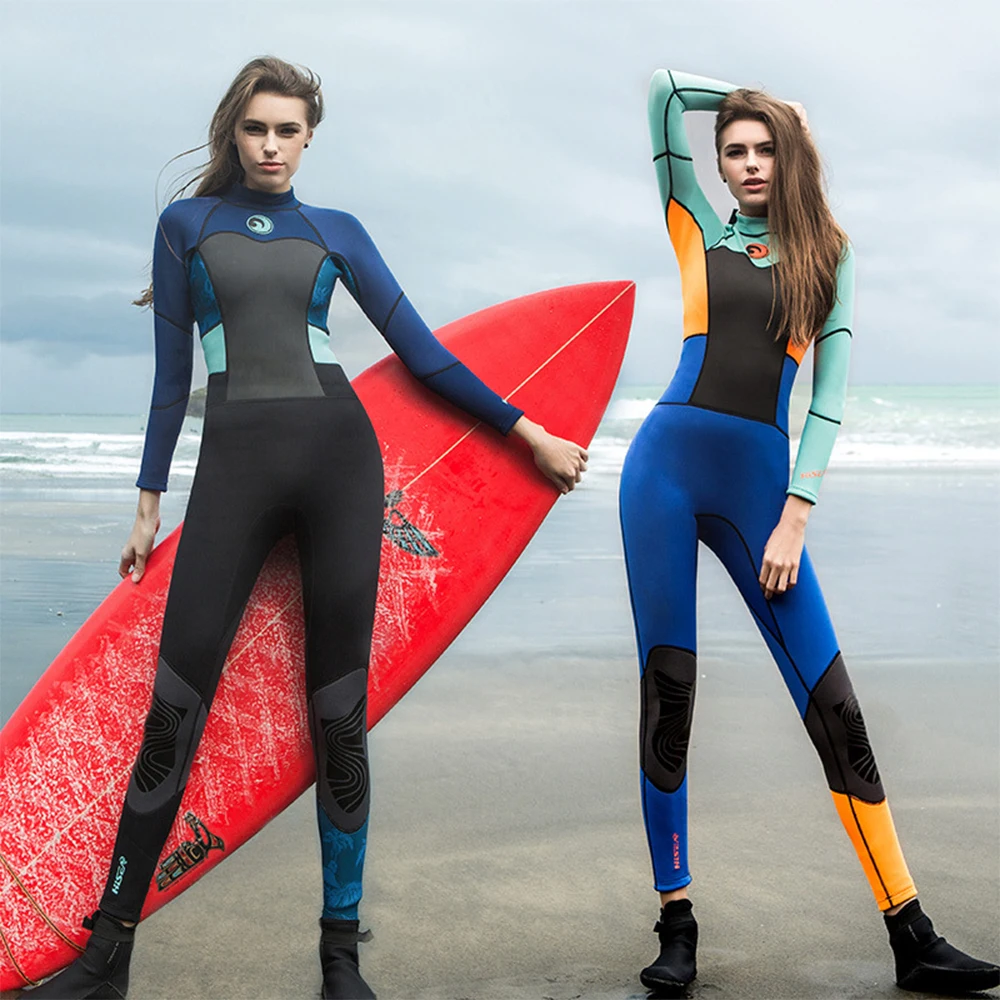 Wetsuit Women High Elastic 1.5mm Neoprene One Piece Wetsuit Surfing Diving Suit Splicing Classic Long Sleeved Swimsuit Equipment
