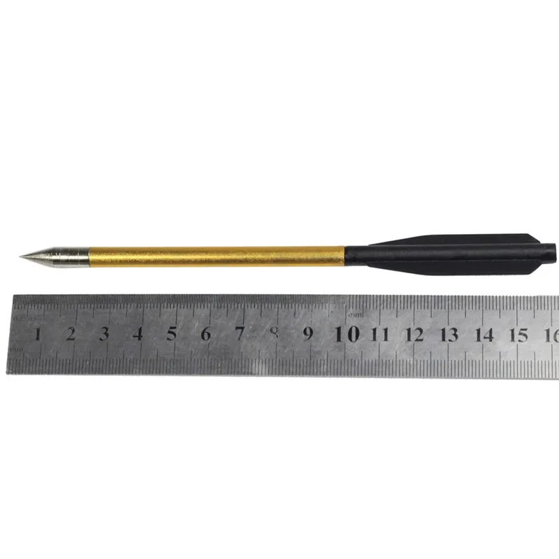 12Pcs Golden Aluminum Archery Arrow 6.2 Inch Broadheads for 50 Lb/80 Lb Crossbow Pistol - Accurate Arrows for Hunting and Shooting image 4