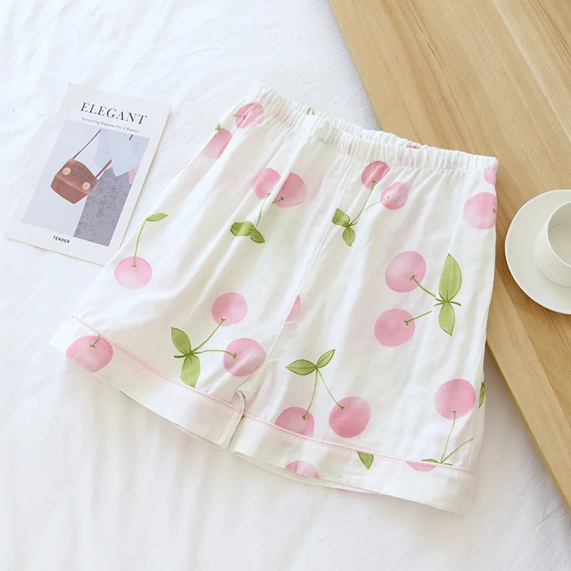 

Женские летние Пижамные шорты, хлопковые двухслойные марлевые домашние штаны, хлопковые Мультяшные спальные трусы, шорты с тонкой эластичн...