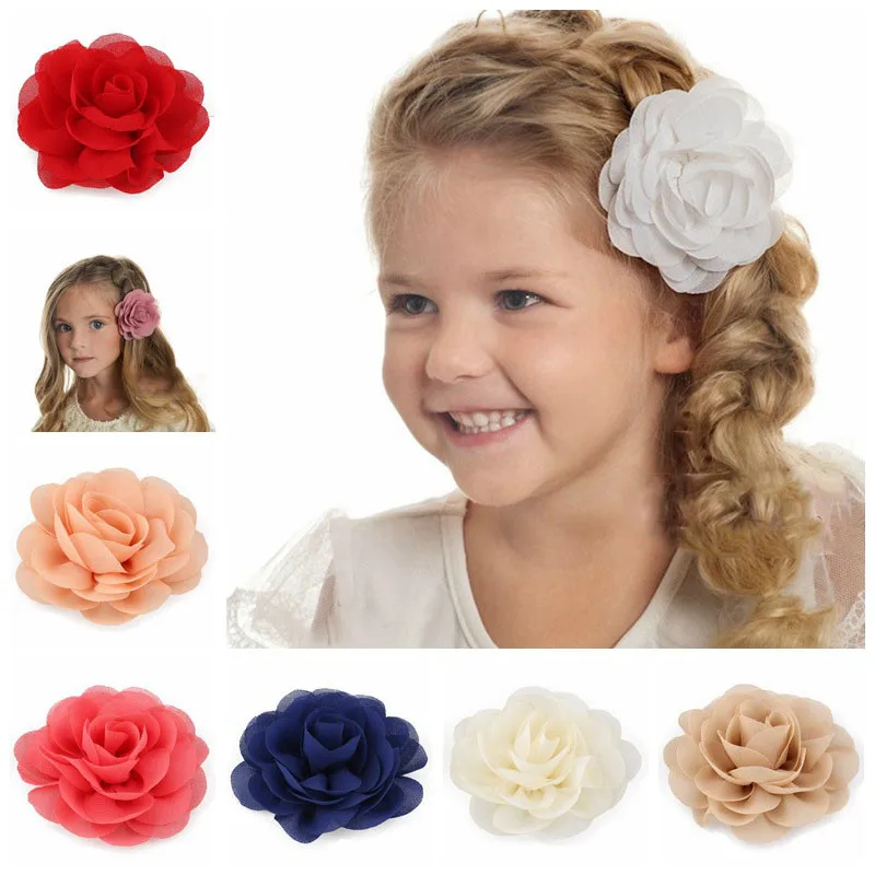 

Cute Kids Girls Soft Big Flower Hair Clips Hairgrips Children Multi-Color Party Festival Hair Clip Accessories