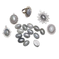 5pcs 6x812x1615x2018x25mm natural stone beads flash labradorite oval loose cabochon bead fit pendants rings jewelry making