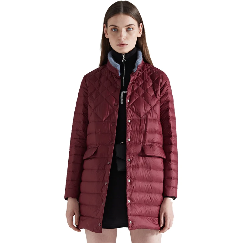 Новинка 2019 Женское пальто средней длины зимнее ультралегкое стеганое Стеганое
