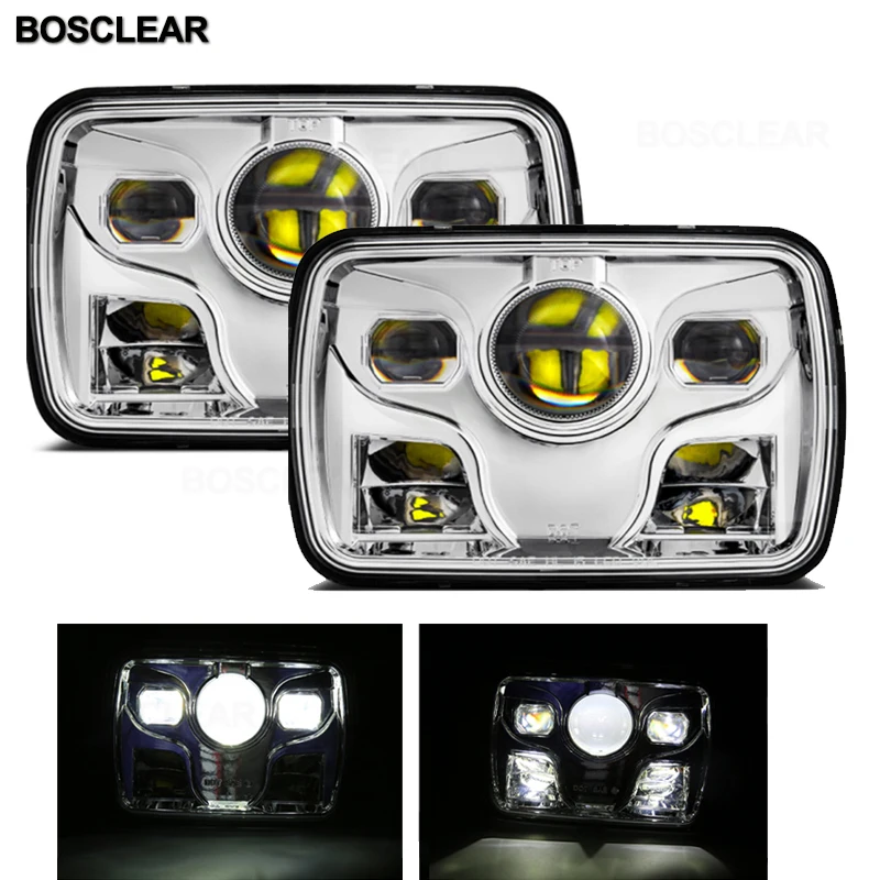 S5701-80w Chrome 2X7X6 5X7 дюймов светодиодный налобный фонарь для Jeep Wrangler YJ Cherokee XJ аксессуары GMC Savana 1500 2500 3500 GMC Safari Ford F550 F350 F250 E150 Club Wagon E-350 ecoline для Chevrolet Express 3500 1500 Astro для Nissan 240SX - Цвет: S5701-80w Chrome