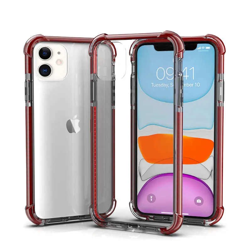 Для iPhone 11 чехол 5,8 дюймов 6,1 дюймов 6,8 дюймов гибридный ударопрочный ТПУ и PC задняя крышка для iPhone XS MAX XR - Цвет: Drak Red