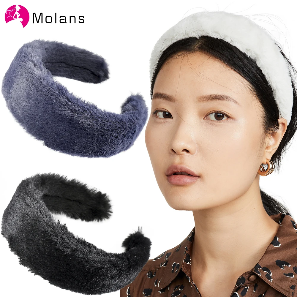 Molan пушистая повязка на голову широкая плюшевая головная милые аксессуары для