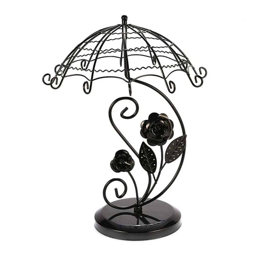 

Umbrella Shape Removable Home Counter Showcase Bracelet Holder Jewelry Display Stand Ornament Storage Metal Necklace Earring
