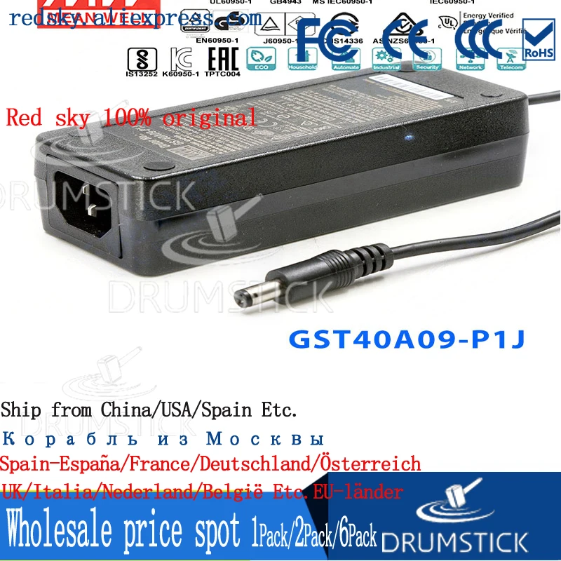 MEAN WELL GST40A09 P1J 9V 4.45A meanwell GST40A 41W AC DC высоконадежный промышленный адаптер|ac-dc 9v| |