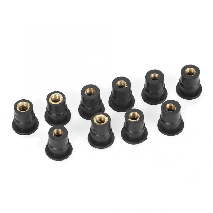 10Pcs M5 Rubber Well Nuts 5mm/0.2in Metric Motorcycles Windshield Bolts Wellnut Brand New High Quality Motorcycle Parts
