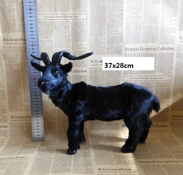 Большая 37x28 см реальная жизнь игрушка черный коз полиэтилен и мех овечка жесткая