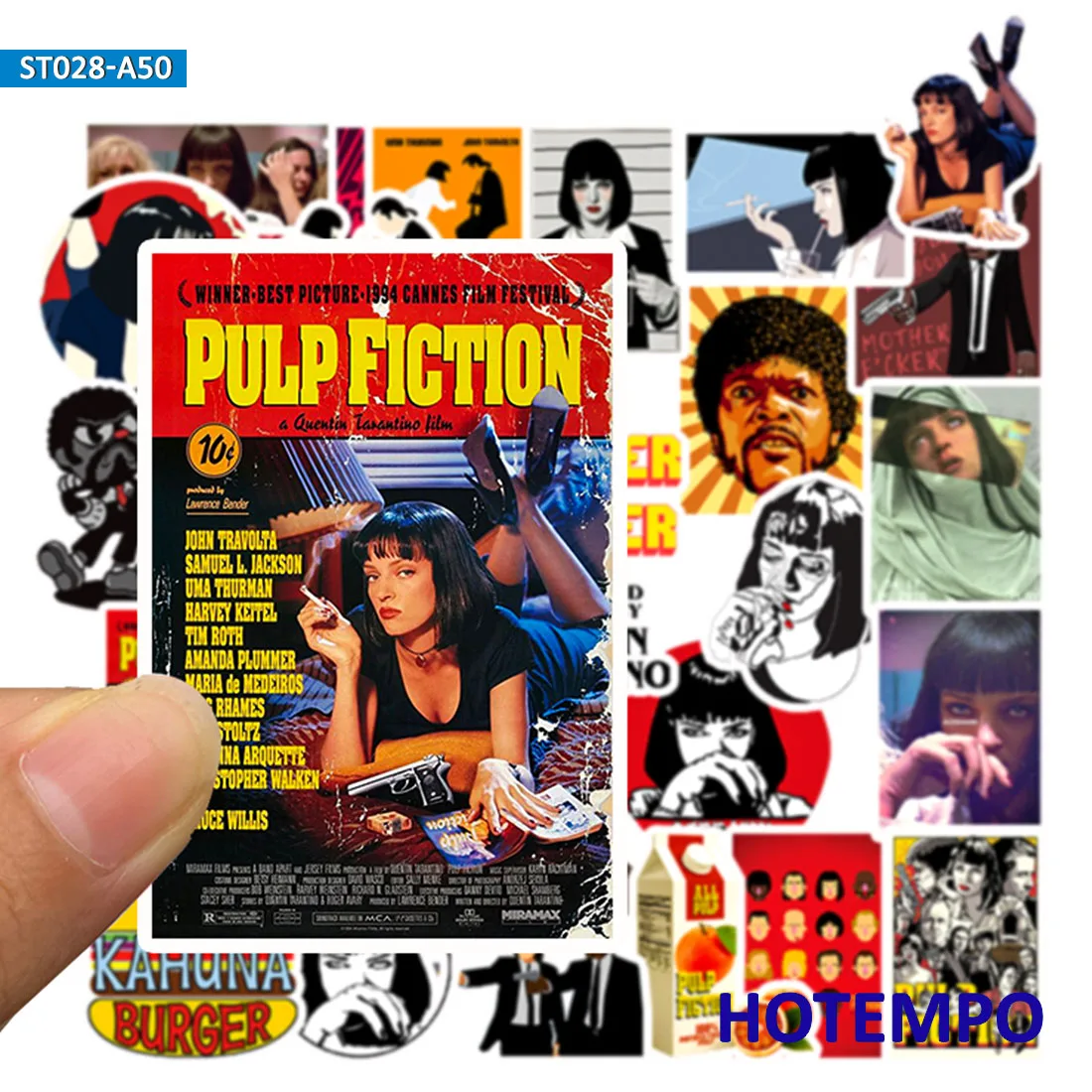 

50pcs Classic Movie Pulp Fiction Poster Stickers for Mobile Phone Laptop Luggage Suitcase Guitar Skateboard Decal Stickers